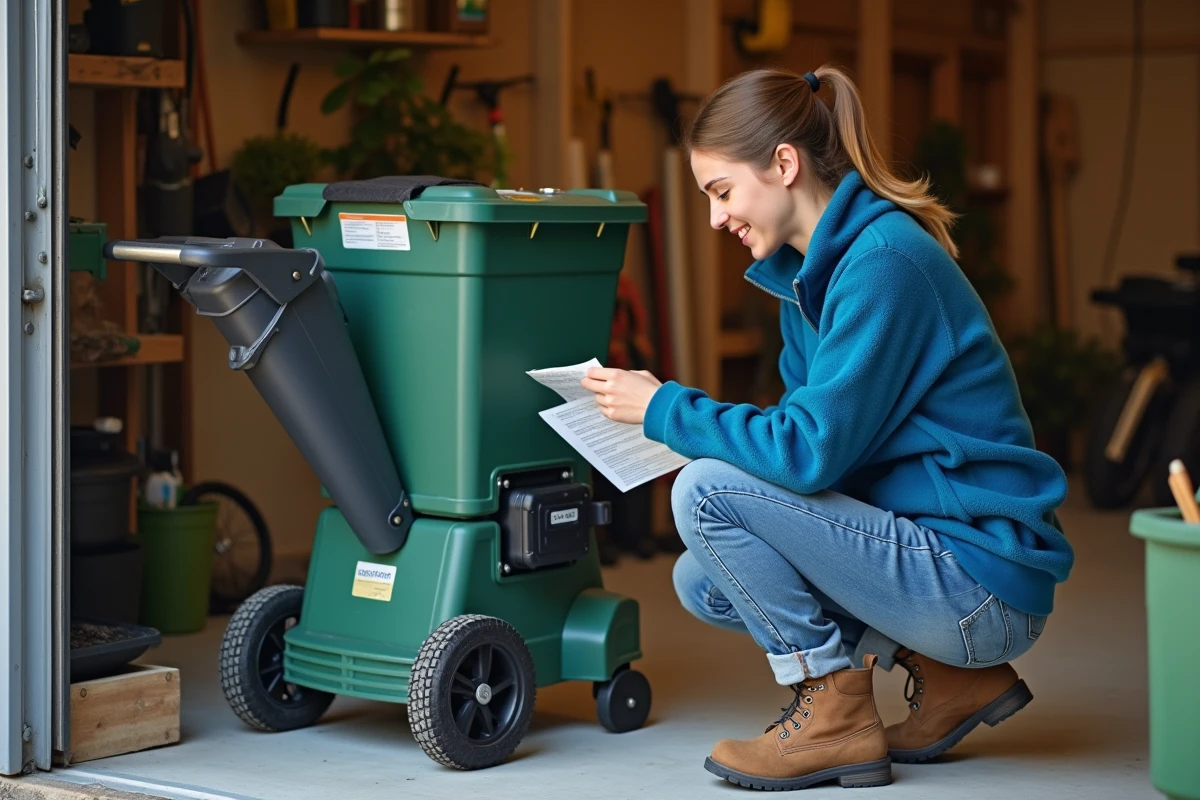 Jeune femme lisant le manuel d un broyeur électrique