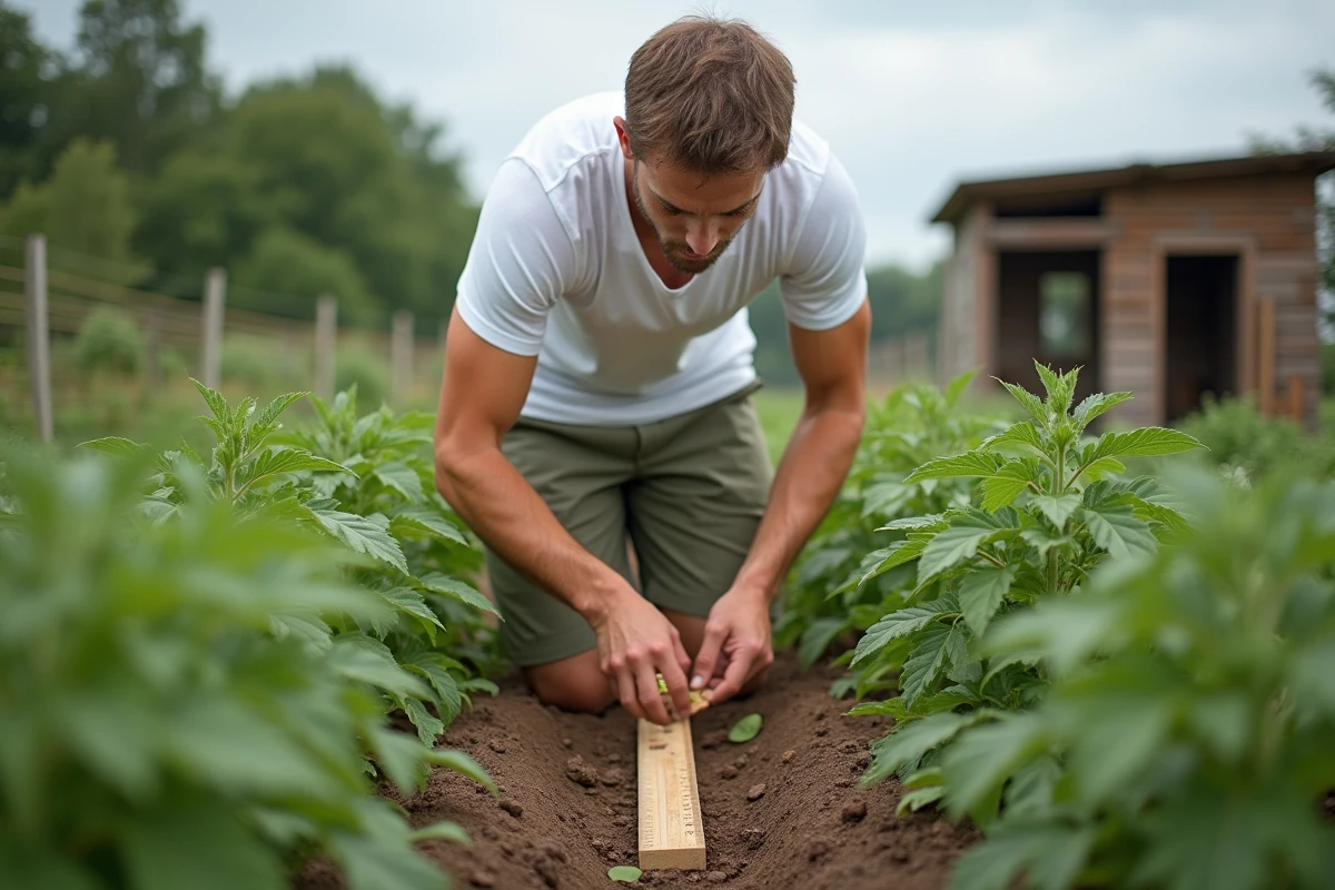 Jeune homme mesurant l